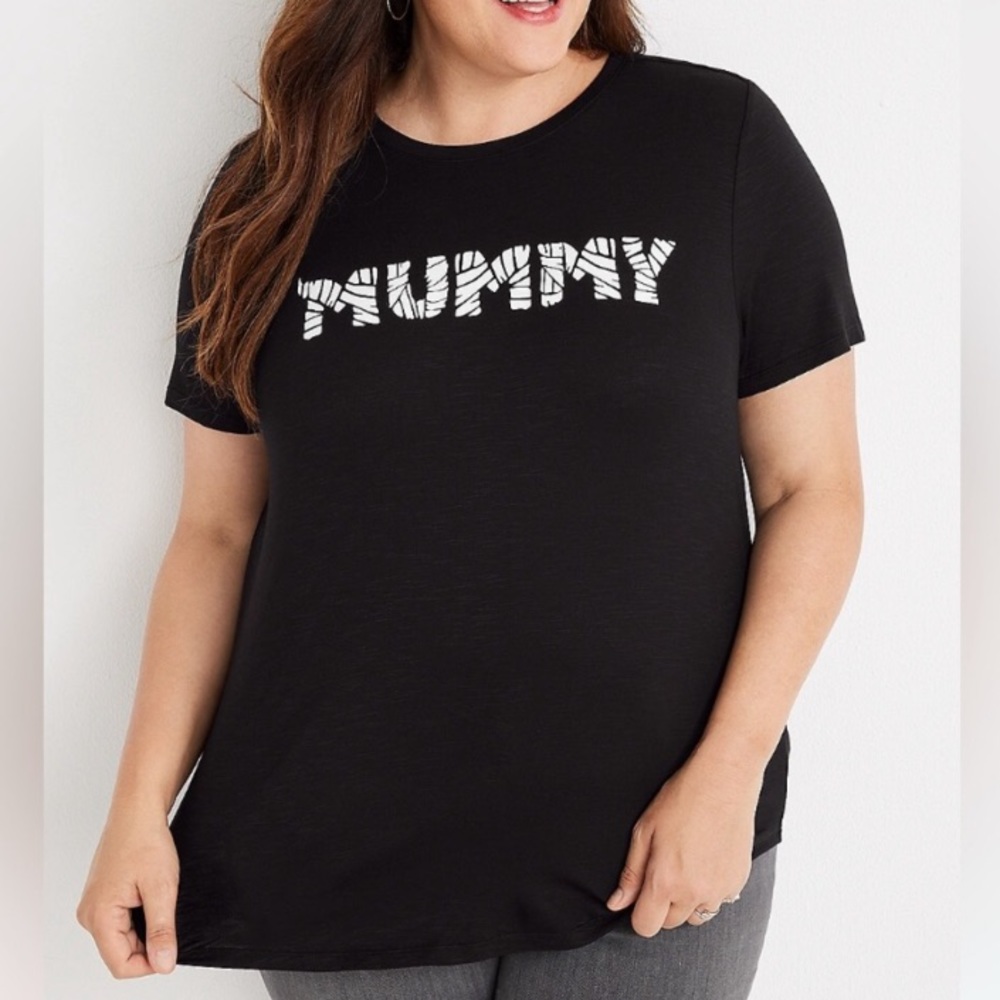 MAURICES Size 16w-18w Black Mummy Halloween Tee NWT